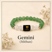 Gemini Zodiac Green  Aventurine Milky Quartz Bracelet