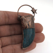 Blue Agate  Crystal Horn Pendant
