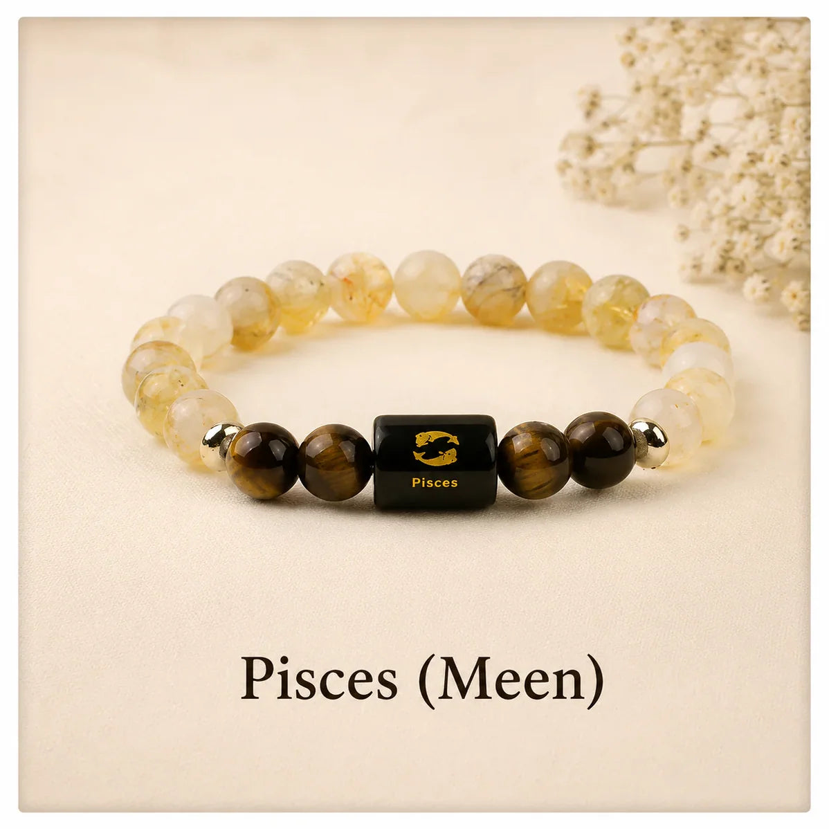 Pisces Zodiac Citrine & Tiger Eye Bracelet