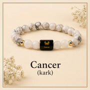 Cancer Zodiac Howlite & Milky Quartz Bracelet