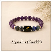 Aquarius Zodiac Amethyst & Lapis Lazuli Bracelet