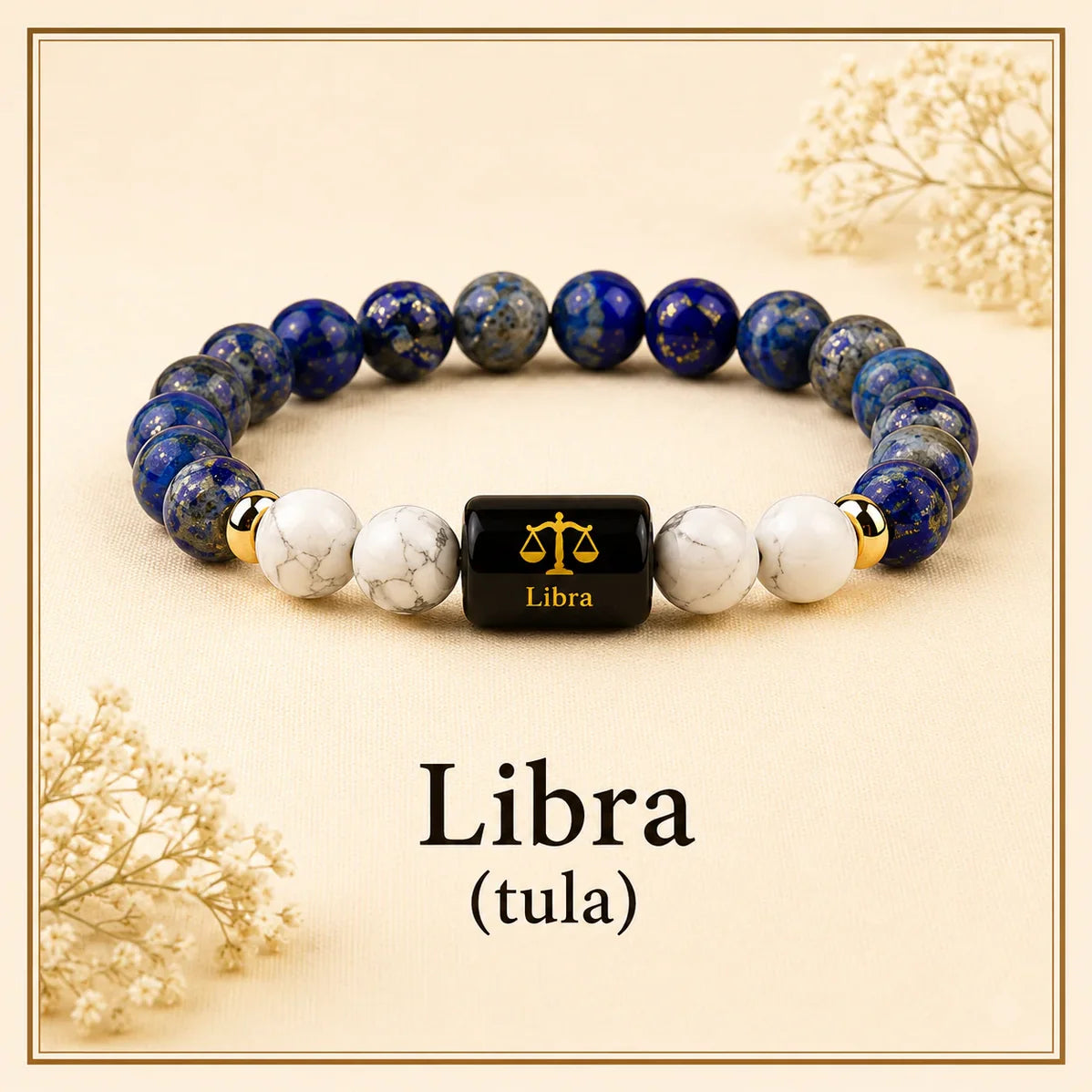 Libra Zodiac Lapis Lazuli & Howlite Bracelet