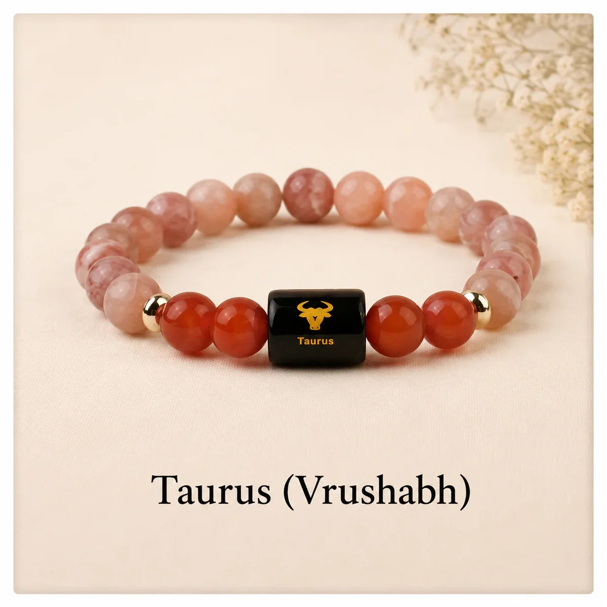 Taurus Zodiac Sunstone & Carnelian Bracelet