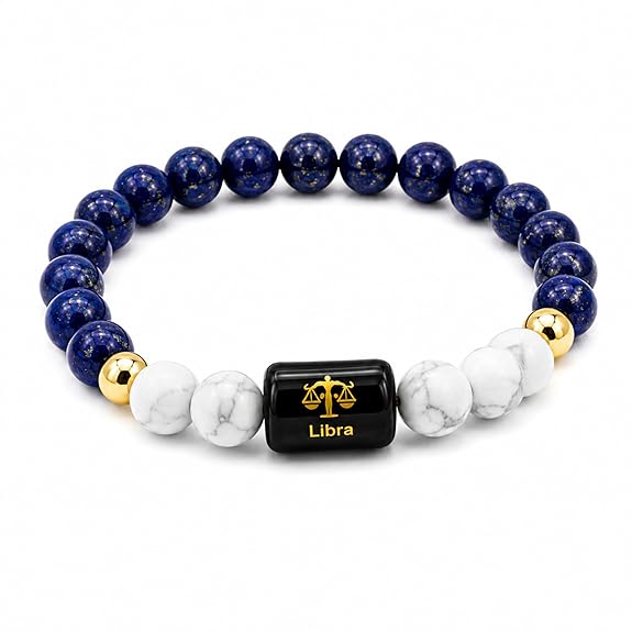 Libra Zodiac Lapis Lazuli & Howlite Bracelet