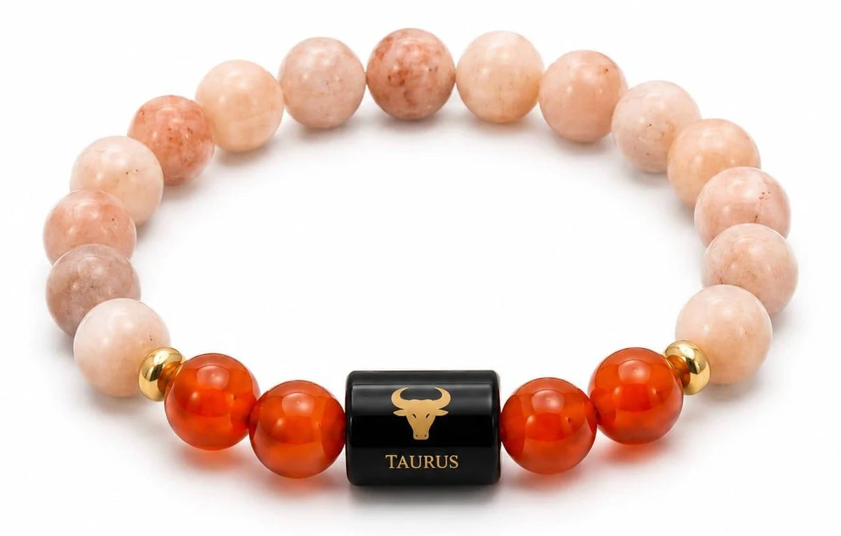 Taurus Zodiac Sunstone & Carnelian Bracelet