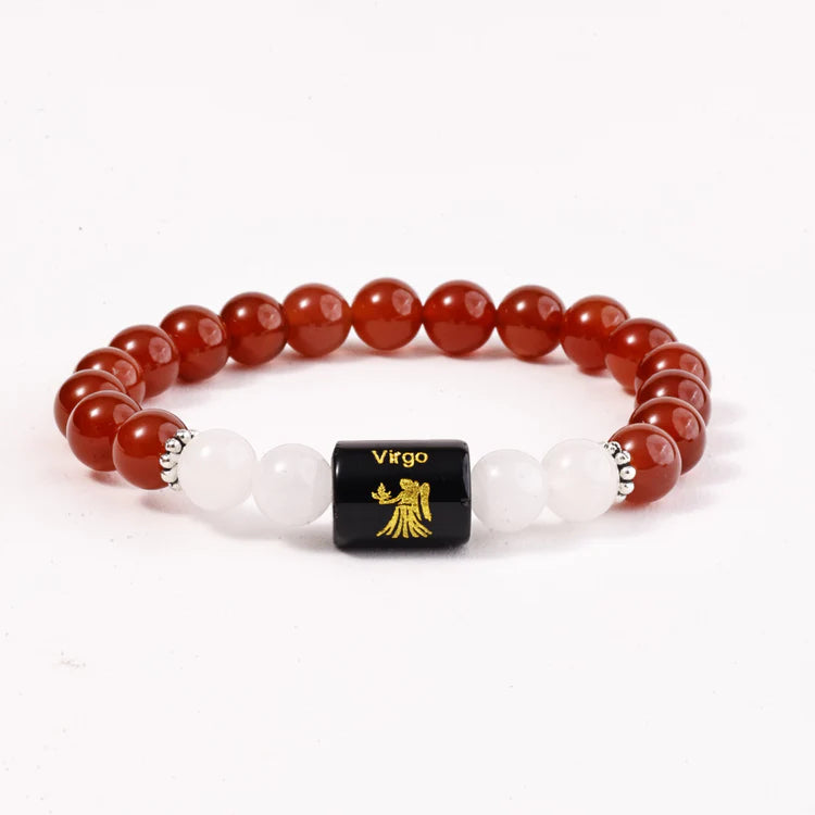 Virgo Zodiac Carnelian & Milky Quartz Bracelet